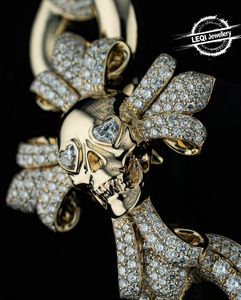 Chaîne à breloques personnalisée en or 9K-18K |   Liens en diamant de culture en forme de cœur/crâne/fleur (Bijoux de luxe Romance/Rebel/Nature) - Product Image 6