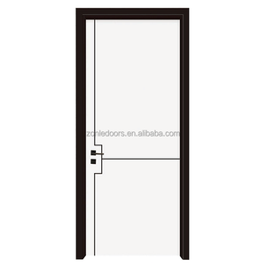 باب منزلق مزدوج بتصميم حديث باب خشبي داخلي مجوف بقفل ذكي - Product Image 5