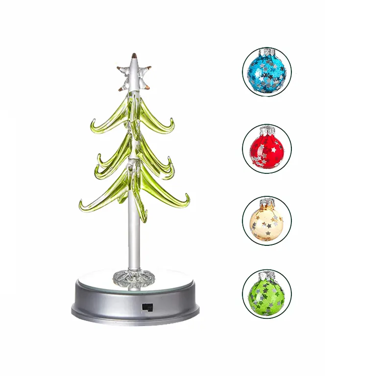 Offre Spéciale Arbre De Noël Ornements Led Lumière Rougeoyante Vert Verre De Noël Arbre Maison De Bureau Décoration Lumières