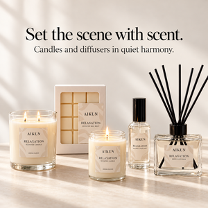 Ensemble de bougies parfumées à deux mèches en verre transparent Aikun Retail, diffuseur de parfum pour la maison, vaporisateur d'ambiance, emballage personnalisé OEM ODM pour la décoration intérieure - Product Image 1