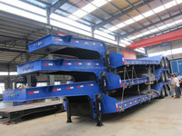 Semi-remorque surbaissée 3 essieux 50t 60t à double rampe pour le transport de machines lourdes, remorque surbaissée pour excavatrice