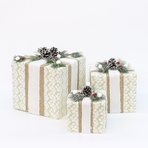<b>Christmas</b> <b>Gift</b> <b>Box</b> Set Rectangle 15x20x25cm Led Lighted Decor For Holiday Display Indoor Outdoor Use - Product Image 5