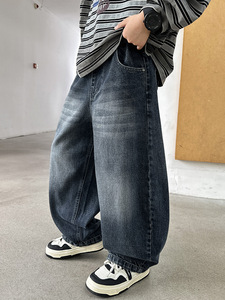 Jeans Garçon 2025 Printemps/Automne – Pantalon en Denim Décontracté Tout-Assorti pour Enfants et Adolescents, Style Américain Tendance, Teint en Pièce, <span class=keywords><strong>Taille</strong></span> Mi-Haute - Product Image 2