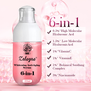 Suero Blanqueador y Antienvejecimiento Zaleyae <span class=keywords><strong>Rose</strong></span> 6 en 1, Antiarrugas, Atenúa Líneas Finas, Hidratante, Repara la Piel Opaca, Esencia para el Cuidado Facial, 50 ml - Product Image 3