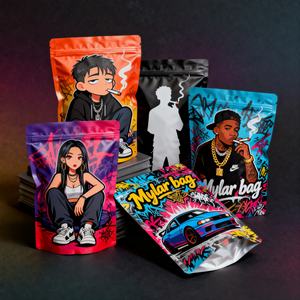 Bolsas de plástico con cierre hermético, resistentes al olor, personalizadas con impresión mate, en stock, de 3.5g, 7g y 28g, tipo Mylar. - Product Image 2