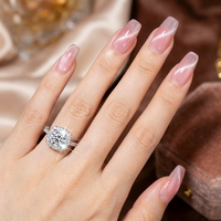 Bague de Fiançailles et de Mariage pour Femme en Argent S925 avec Moissanite GRA 1CT 3CT Taille Princesse Carrée, Vente en Gros Usine, Gravure Laser Gratuite