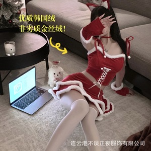 No late at night, New Year's red Christmas lingerie, pure and sexy style clothes, qqny cute cat uniform set - Product Image 3