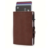 Portefeuille Pop Up en fibre de carbone RFID Blocage Slim Minimalist Card Holder PU Leather