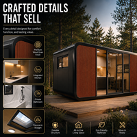 Capsule spatiale préfabriquée Apple Cabin, approvisionnement en gros, 3 puits de lumière, lit dissimulé, bureau, espace de vie, pod de glamping
