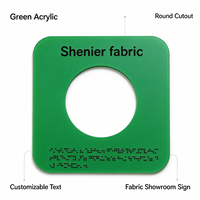 Plaque d'Introduction Personnalisée en Acrylique Vert avec Texte Braille, Affichage Creux, Texte Personnalisable, Marqueur Tactile pour Showroom Textile
