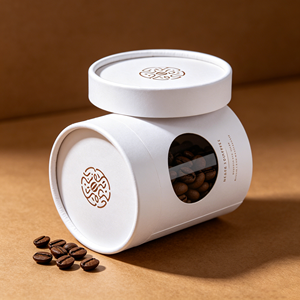 Custom Cylinder Paper Box With Clear Window Kraft Tube For Coffee Bean Custom Logo Packaging Retail Cafe Gift Display - Product Image 5