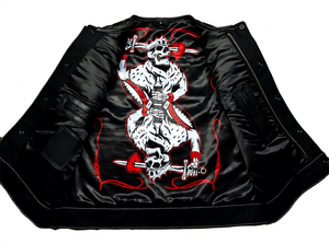 Chaleco de Motociclista para Hombre, Talla Grande, Cuello en V, Acolchado, Negro y Gris, con Bolsillos, Diseño de Calavera, Estilo Otoñal - Product Image 3