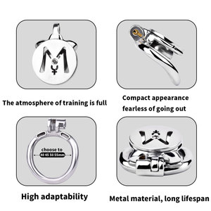 FRRK Cinturón de castidad Rosa Sissy con jaula de pene de metal plano invertido uretral Dispositivo de castidad fetiche correa en la <span class=keywords><strong>cabeza</strong></span> del consolador de fantasía - Product Image 5