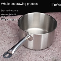 Casserole en acier inoxydable, haute ou basse, à fond épais, avec une seule poignée, pour la cuisson, les soupes, le lait, compatible avec plusieurs types de cuisinières