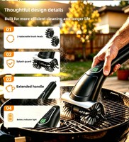 Brosse de nettoyage électrique transfrontalière pour barbecue, à double tête rechargeable, avec rouleau en fil d'acier inoxydable – Outil indispensable pour les grils