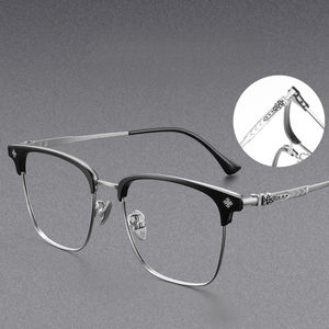 Montures de lunettes semi-cerclées simples, lunettes optiques minimalistes, légères et tendance pour femmes - Product Image 1