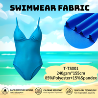 Tissu sportif en jersey simple mat tricoté chaîne, 240 g/m², 155 cm, 85 % polyester, 15 % élasthanne, résistant au chlore, pour maillots de bain et bikinis