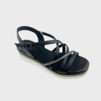 Sandales compensées épaisses pour femme à brides multiples croisées, bride de cheville à boucle, talon moyen, antidérapantes, bout carré ouvert, talon plateforme, sandales robustes