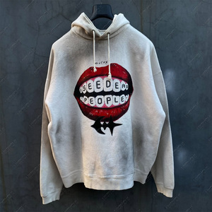 Men's 100% Cotton Heavyweight French Terry Sweatshirt <b>Oversized</b> Streetwear Printed Pullover <b>Hoodies</b> - Product Image 5