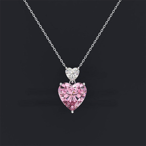 CAOSHI all'ingrosso personalizzato rosa giallo cristallo argento placcato Cubic Zirconia CZ donne romantico amore doppio cuore collana pendente - Product Image 4