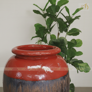Premium Art-home Céramique Rouge Métal Ombre Glacé Céramique Pot GL100H132-RMO Écologique Durable pour Intérieur/Extérieur Maison - Product Image 1