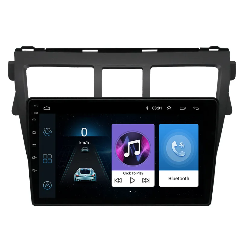 Autoradio Android 11, navigation GPS, bluetooth, WiFi, stéréo, lecteur pour voiture Toyota VIOS Yaris (2007, 2008, 2009, 2010 — 2012), noir