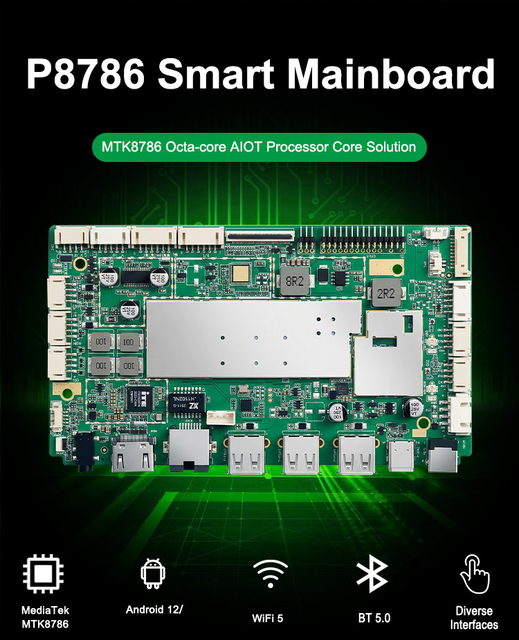 MTK8786 Octa Core Industrial IoT Mainboard, Android 12, Edge Computing Motherboard with PoE & 4G LTE