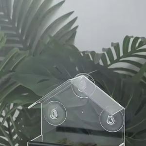 Jaula para pájaros acrílica, comedero para colibríes, suministros para mascotas, jaula para pájaros transparente colgada en la pared, comedero fijo - Product Image 3