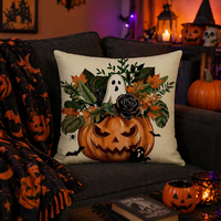 Housse de coussin personnalisée de style Halloween, en lin/plys de luxe, 600TC, anti-bactérienne, impression numérique, pour la décoration de la maison
