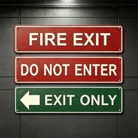 Panneau d'avertissement vintage en métal, sortie incendie, interdiction d'entrée, sortie uniquement, décoration murale pour la maison, bar, man cave, 16x4 pouces
