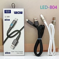 Câble USB Type C à charge ultra rapide 120W avec affichage numérique LED, cordon de charge rapide pour téléphone Samsung Redmi Huawei