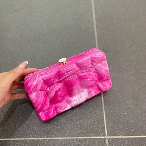 Sac à main de soirée de luxe pour femme, pochette à bandoulière, sac à main pour soirée, dîner, motif marbré, boîte carrée en acrylique - Product Image 2