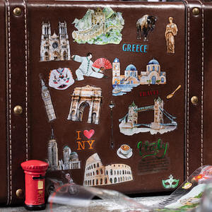 1 rouleau de ruban adhésif Wandering World Series peint à la main City Handbook Decoration Die-cut Travel Tape - Product Image 1