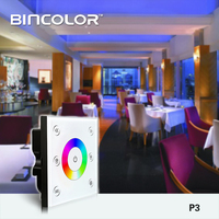 Contrôleur de lumière RGB à télécommande Bincolor P3+T3, interrupteur tactile mural en verre, variateur tactile mural