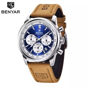 นาฬิกาควอตซ์ Benyar 5188 ราคาขายส่งจำนวนมากจากจีน นาฬิกาหนังสำหรับผู้ชาย โครโนกราฟ สแตนเลสสตีล Relojes Para Hombres - Product Image 2