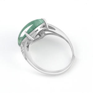 แหวนหยกธรรมชาติสีน้ำเงินใส เงินแท้ S925 เครื่องประดับผู้หญิง แฟชั่นเรียบง่าย ปรับขนาดได้ พร้อมใบรับรอง D876 - Product Image 3