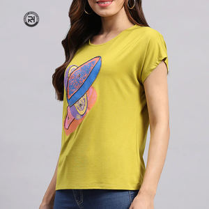 Vente en gros de T-shirts surdimensionnés tricotés en molleton de coton pour femmes Design personnalisé T-shirts imprimés brodés Mode et vêtements de sport - Product Image 3