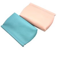 Produsen ODM OEM Dompet Kosmetik Kulit Asli Gaya Korea, Lembut, Bentuk Kotak, dengan Klip Pegas Terbuka, Dapat Disimpan, Tas Clutch Wanita