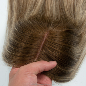 Topper capillaire européen en cheveux naturels, mono, 3x5 pouces, léger, simulation de cuir chevelu, raie naturelle, couverture de la couronne indétectable - Product Image 3