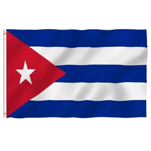 Pengiriman cepat produk promosi dengan 3*5 kaki poliester warna terang jahitan ganda Bendera Kuba