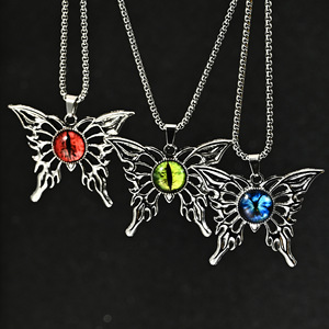 Collier Pendentif Papillon Croix Rétro Cubique Hip-Hop en Acier Inoxydable pour Hommes, Style Vintage, Zircon, Cadeau Tendance pour Hommes et Femmes, Vente en Gros - Product Image 2