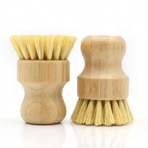 Hot Sale Sisal Fibre <b>Scrub</b> Washing Pot <b>Brush</b> Portable Bamboo Palm Dish <b>Brush</b> for Kitchen - Product Image 1