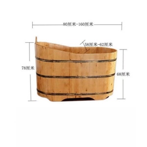 Moderna Vasca da Bagno a Botte Autoportante per Una Persona in Legno di Cedro con Doccia Idromassaggio per Interni Design con Scarico per Uso Alberghiero - Product Image 2