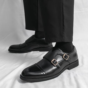 รองเท้าเดรสผู้ชายสไตล์แฟชั่นแบบใหม่ สายรัดหัวเข็มขัด หนังแท้อิตาลี รองเท้าอ็อกซ์ฟอร์ด - Product Image 4