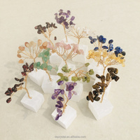 Precio de fábrica Crystal Lucky Fortune Money Tree Selenite Cube Base Hand Craft Amethyst Lucky Tree Mini Size Citrine Tree para regalo