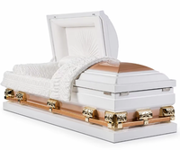 Cercueil en métal blanc de style américain, calibre 20, pour usage funéraire commémoratif d'adultes
