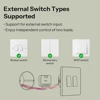 SONOFF MINI DUO Interrupteur intelligent Wi-Fi 2 canaux Matter MINI-2GS Contrôle double charge Mode relais détachable Compatible Alexa Google Home