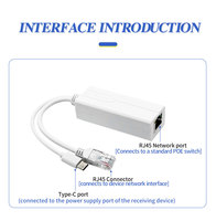 Répartiteur PoE IEEE802.3af/at 10/100 Mbps 5V 2.4A Type-C ABS pour moniteur Raspberry Pi et appareils intelligents OEM/ODM