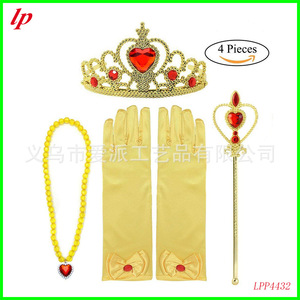 Belle Princess Yellow Satin Gloves With <b>Bow</b> And Rhinestone For Girls Costume Accessory - Product Image 2