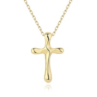 Colliers pendentifs croix texturés effet lave irrégulier vintage en argent 925 plaqué or 18 carats pour femmes - Vente en gros de bijoux fins tendance